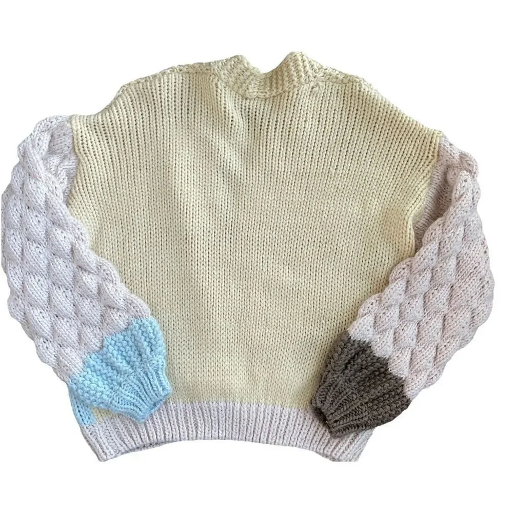 Saachi Colorblock Diamond Knit Cardigan  One Size (Anthropologie) MSRP $168
